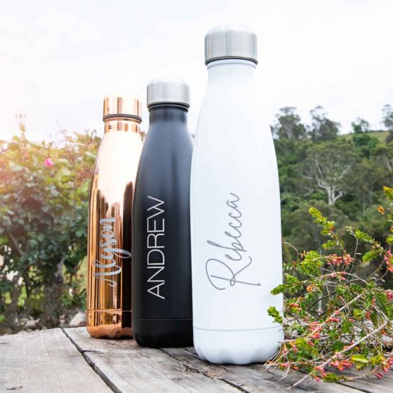 Personalised Laser Engraved Metal Water Bottles with Name