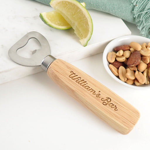 Personalised Engraved Secret Santa Wooden Handle Bottle Opener Present