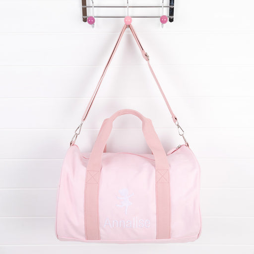 Personalised Embordered Pink Canvas Dance Duffle Bag