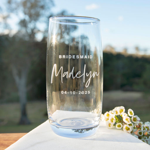 Bridesmaid Personalised Water Glass for Wedding