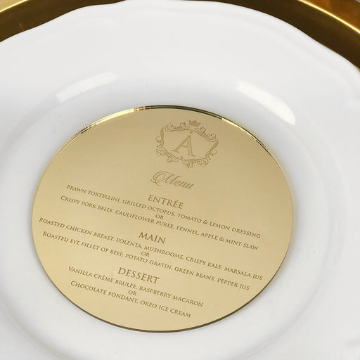 Personalised Engraved Mirror Gold Baptism Reception Menu