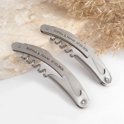 Personalised Engraved Wedding Waiter Bottle Opener Cork Screw