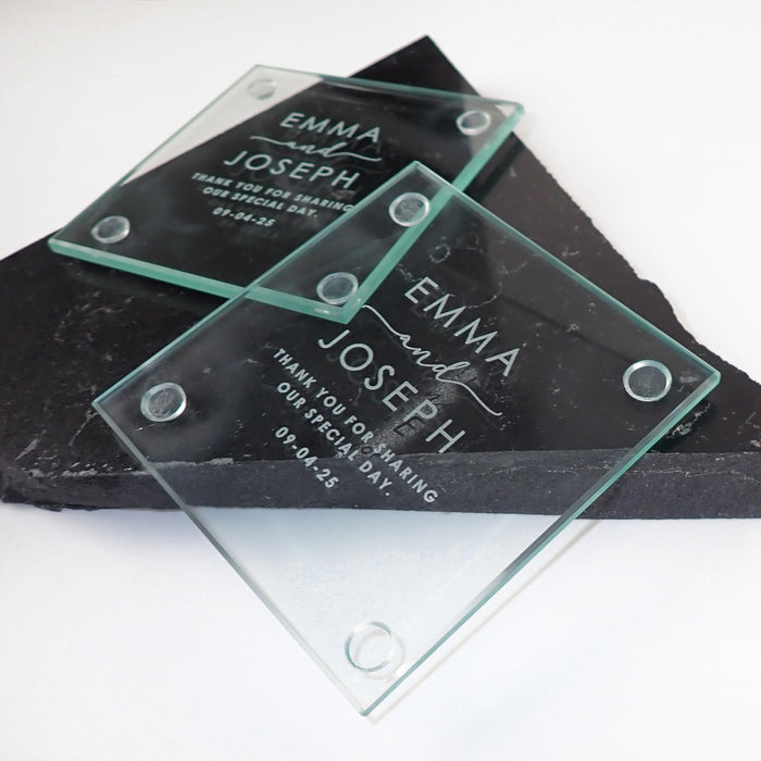 Engraved Wedding Gift Glass Coaster