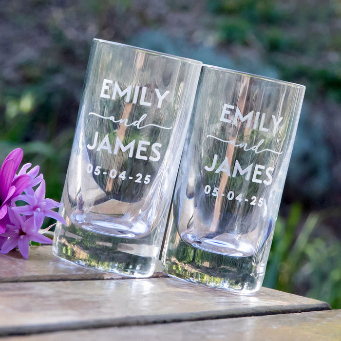 Customised Engraved Name Wedding Reception Shot Glasses favours
