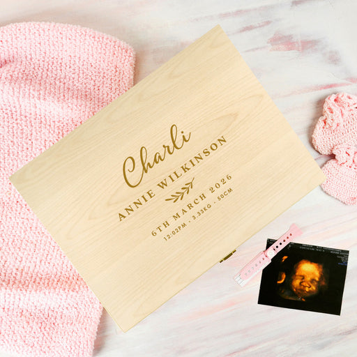 Customised Engraved Wooden Baby Birth Baptism Memory Box