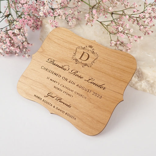 Customised Engraved Wooden Christening, Baptism, Naming Day Magnetic Invitation
