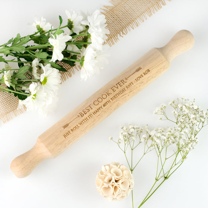 Personalised Engraved Wooden Rolling Pin Birthday Present