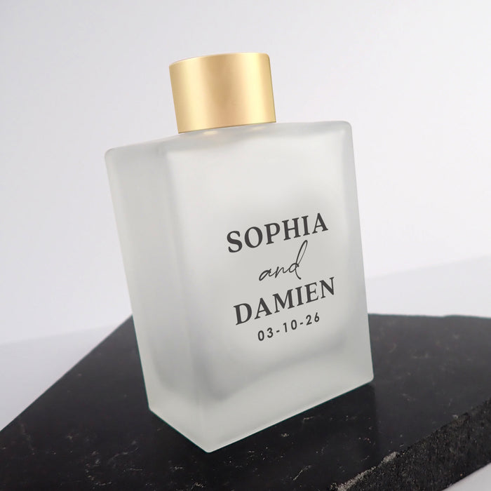 Personalised Black Printed Frosted Glass 100ml Favour Bottle