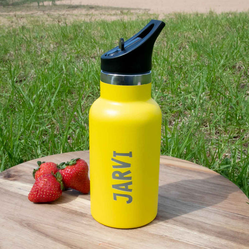 Customised Engraved Yellow Kids Water Bottle