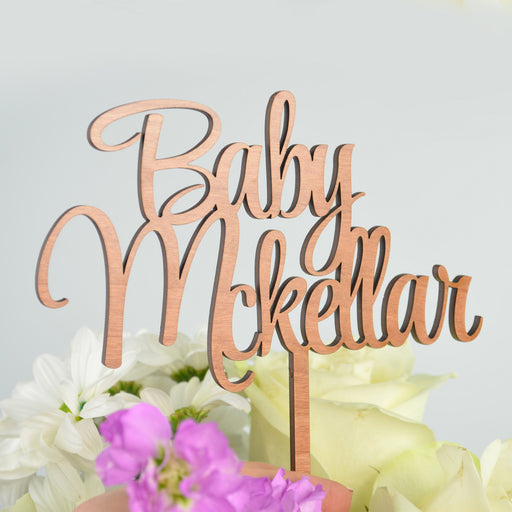 Laser Cut Wooden Baby Shower Cake Topper