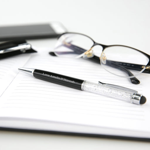 Customised Engraved Mother's Day Black & White Crystal Pen Present