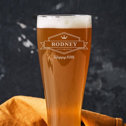 Engraved beer glass gift for 60th birthday celebration
