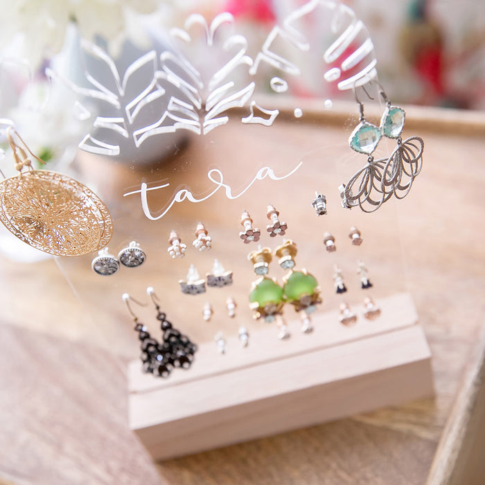 Personalised Engraved Clear Acrylic Jewellery Holder Mother's Day Gift