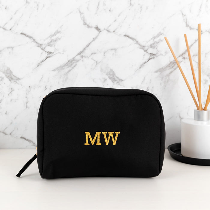 Monogrammed Black Makeup Bag