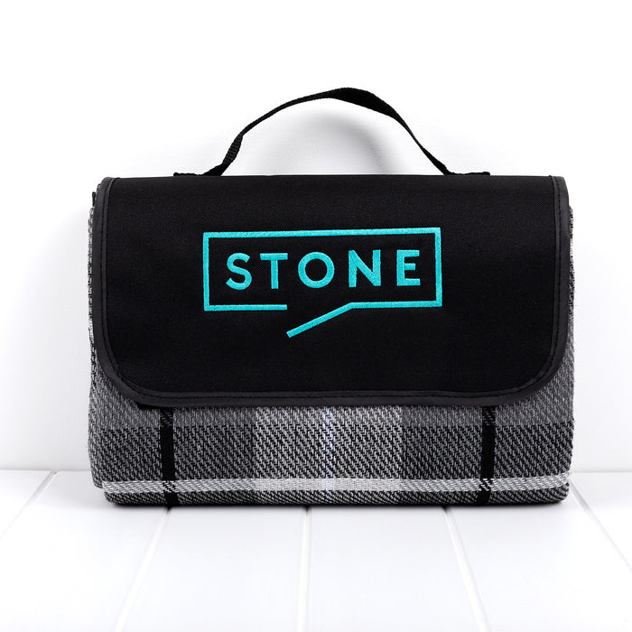 Waterproof picnic blanket with embroidered company logo for corporate gifting