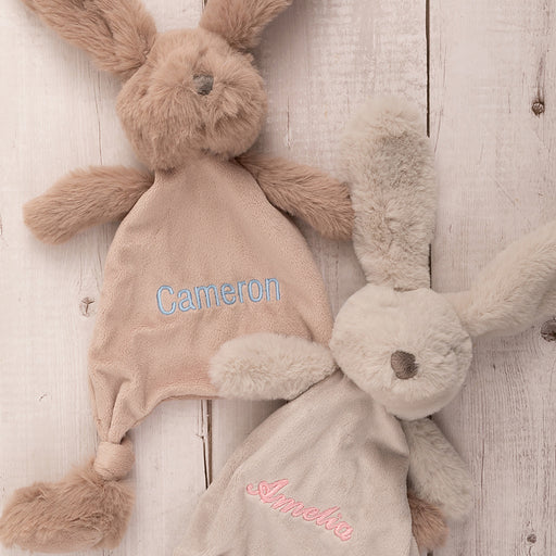 Customised Embordered Kid's Name Brown and Grey Bunny Comforter