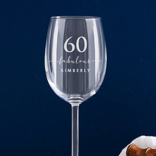 Engraved 360ml wine glass gift for 60th birthday celebration