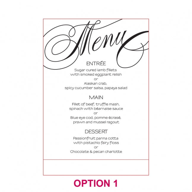 Engraved Clear Acrylic Menu with Wooden Base