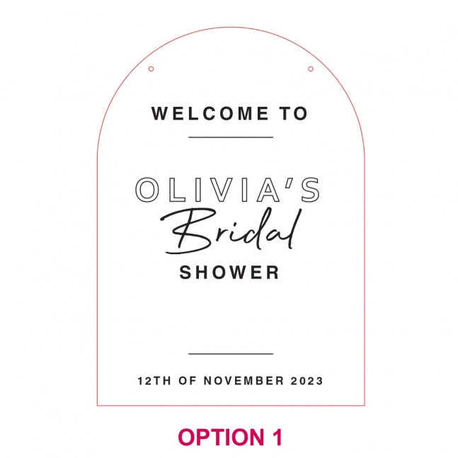 Acrylic Bridal Shower Welcome Sign, Size A1