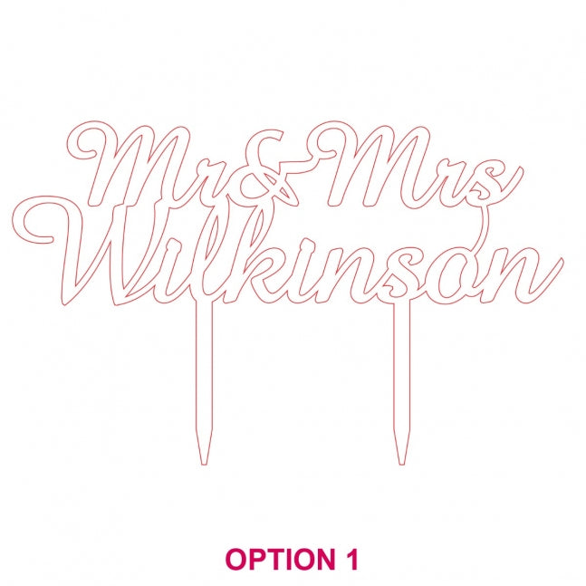 Mr & Mrs Personalised Acrylic Wedding Cake Topper