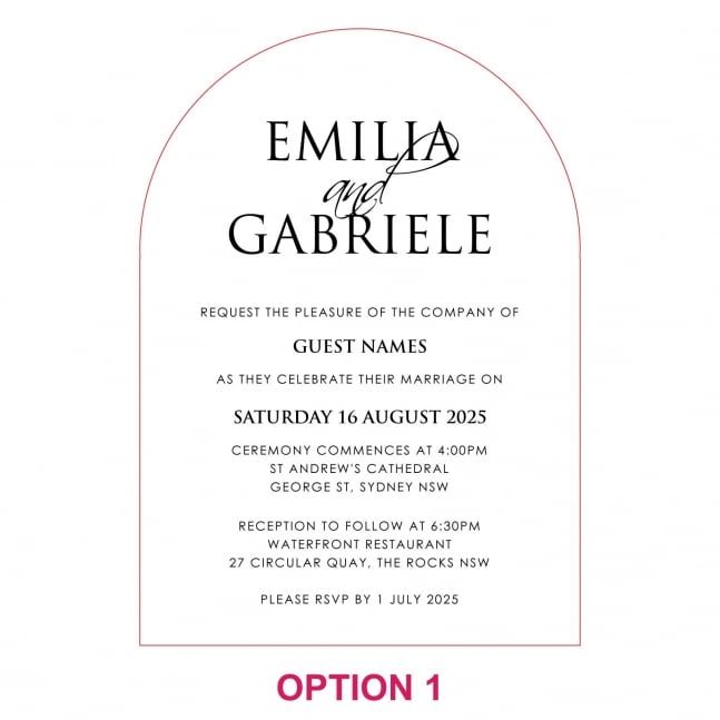 Engraved 5x7 Mirror Acrylic Arch Wedding Invitations