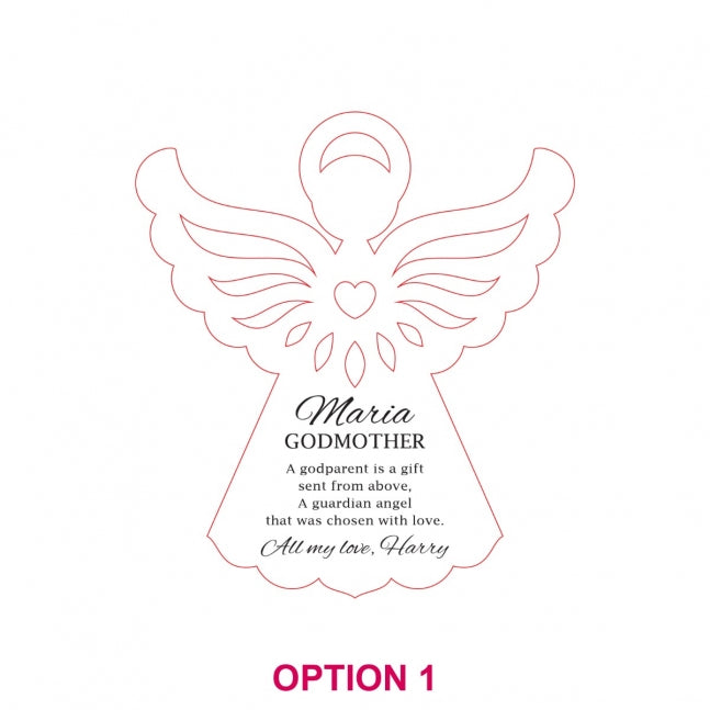 Printed Godparent Bamboo Angel Decoration