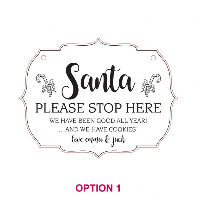 Engraved Wooden Santa Please Stop Here Sign