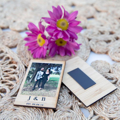 Custom Designed Bamboo Single Polaroid Photo Print with Magnet Engagement Gift