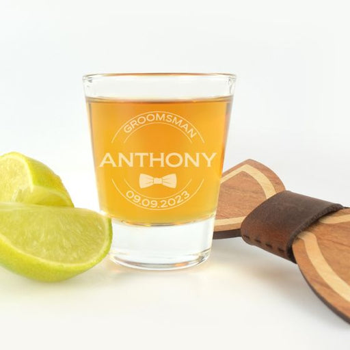 Groomsman Wedding Shot Glass Engraved