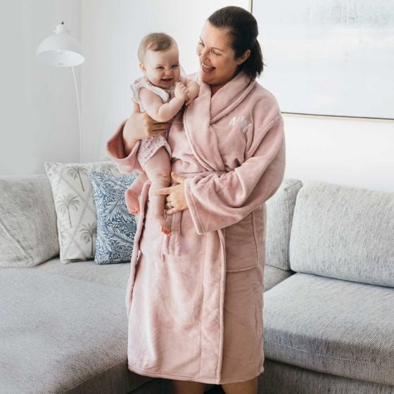 Personalised microplush bathrobe with embroidered initials