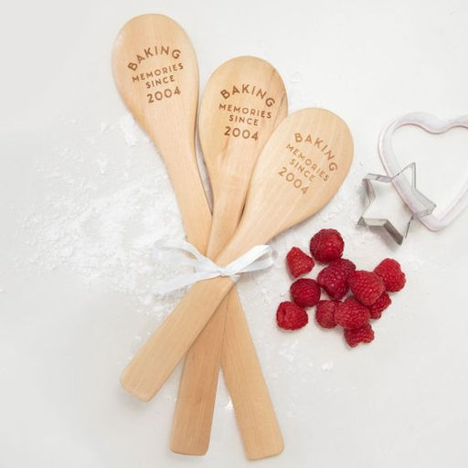 Custom designed, Laser Engraved 3 Piece Wooden Spoon 50th Birthday Gift Set