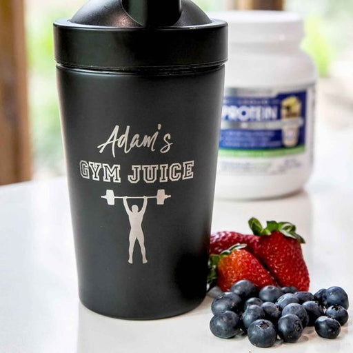 Customised Engraved Christmas Black Stainless Steel 600ml Protein Shaker Present