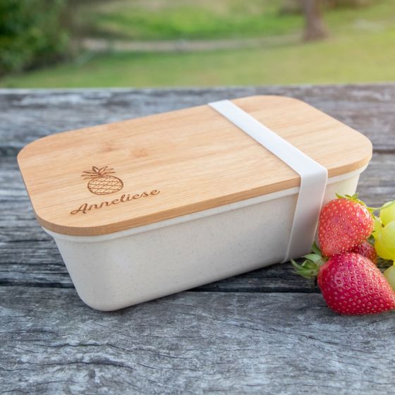 Personalised Engraved Bamboo Lid Lunchbox Birthday Present