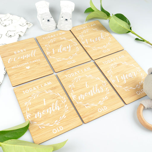 Personalised Printed Bamboo Milestone Cards Set of 6