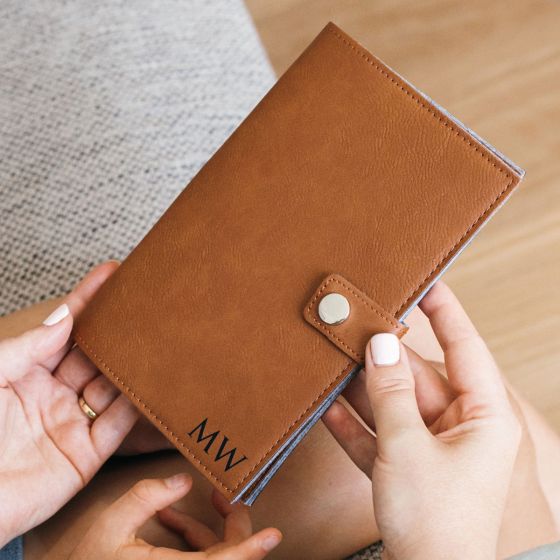 Custom Message Engraved Mother's Day Engraved Leather Passport Holder Present