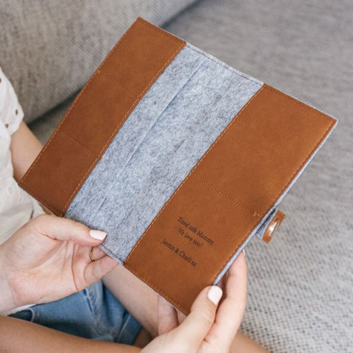 Personalised Engraved Mother's Day Engraved Tan Leatherette Passport Holder