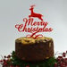 Laser Cut Red Reindeer Merry Christmas Christmas Pudding Cake Topper