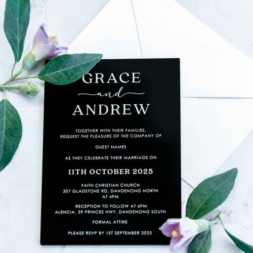 Personalised Engraved 5x7 Acrylic Wedding Invitations