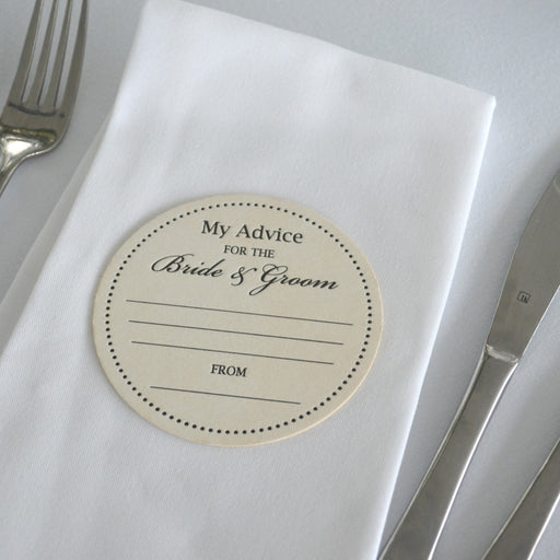 Letterpress advice coasters for wedding day