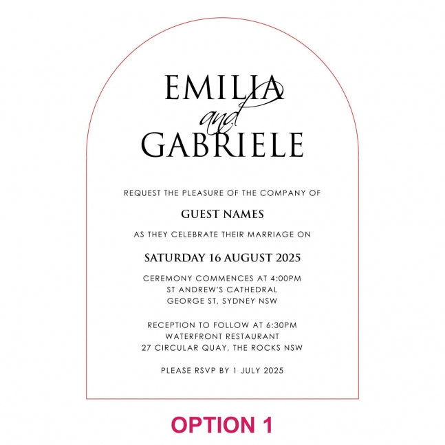 Engraved 5x7 Acrylic Arch Wedding Invitations