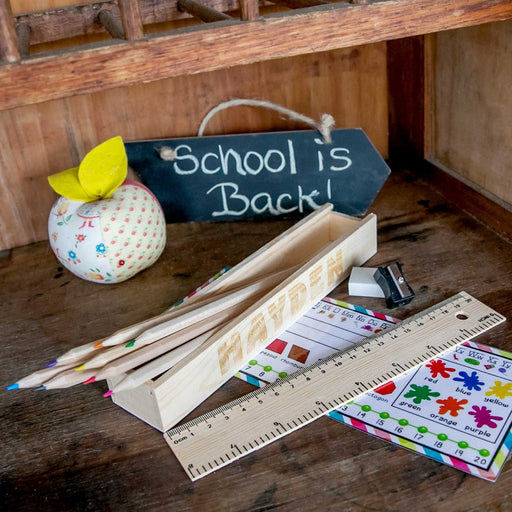 Custom Designed Engraved Child's Name Wooden Pencil Box