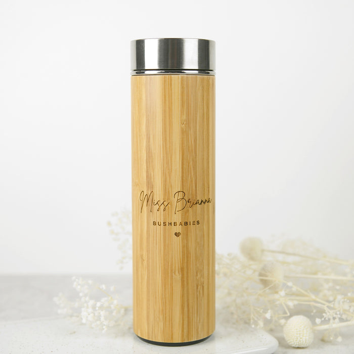 Personalised Engraved 500ml Bamboo Tea Infuser Teacher's Gift