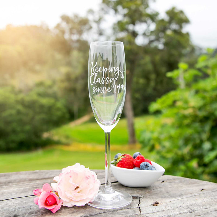 Personalised Engraved Keep it classy since 1997 Birthday Wine Glass Present