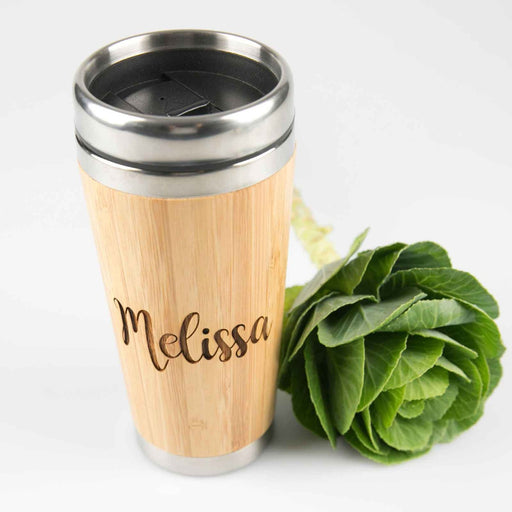 Customised Engraved Name Bamboo Travel Reusable Keep Cup Mug