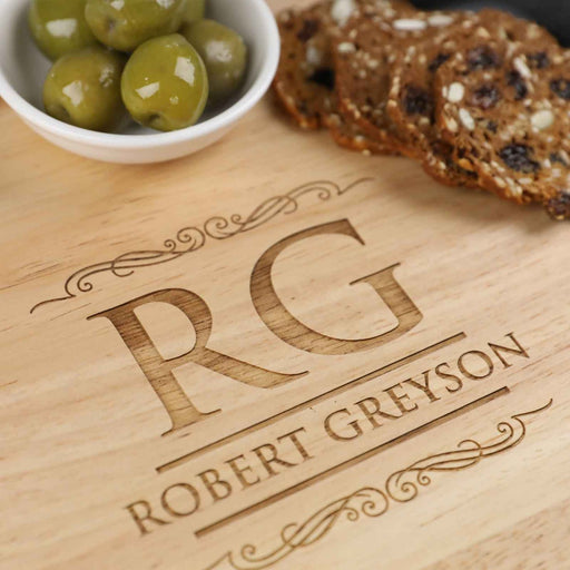 Custom Designed Engraved 50th Birthday Round Cheese Chopping Board Present