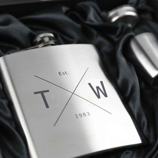Customised Engraved Birthday 6oz Silver Hip Flask in Presentation Gift Box