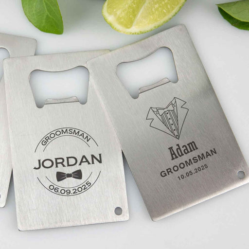 Customised Engraved Groom, Best Man, Groomsman Credit Card Bottle Opener Favour