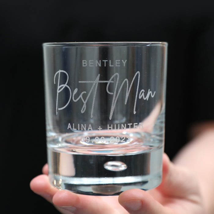 Custom Designed Engraved Wedding Round Scotch Glass