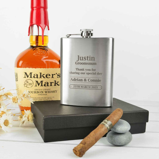 Personalised Engraved Name Wedding Groomsman Hip flask