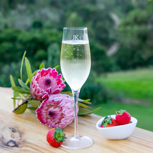 Personalised Engraved Initials Contour Champagne Glasses